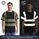 SKSAFETY High Visibility Safety Shirts for Men with Pockets 3 Pcs - Quick Dry Class 2 Hi Vis Construction Work Shirts for Men, Short Sleeve Breathable Birdeyes T-Shirts with Reflective Tapes (Black, 5XL)