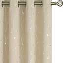 BGment Room Darkening Curtains 84 Inches Long, Grommet Thermal Insulated Blackout Curtains with Wave Line and Dots Printed for Bedroom, 2 Panels, Each 52 x 84 Inch, Beige