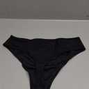 Colloyes Women's High Waisted High Cut Thong Bikini Bottom (Large, Black)