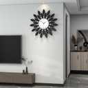 FLEBLE Large Wall Clocks for Living Room Decor Modern Wall Clock Decorative Silent Non-Ticking 24 Inch Round Black Metal Crystals Clock for Office, Home, Bathroom, Kitchen, Bedroom or Entryway