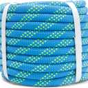 MERIANE Double Braid Polyester Rope 1/2inch 50ft, 5290lbs Breaking Strength, Blue Arborist Rigging Rope for Various Indoor Outdoor Applications Hiking Camping Swing Sailing