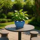 Deep Dream 6 Inch Plant Pots- Ceramic Planter Pot with Drainage Hole and Saucer, Round Flower Pot for Indoor Outdoor Succulent, Snake Plants and Cactus, Blue