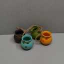 MyGift Dangling Southwest Desert Color Ceramic 4 Pot Set, Wall or Ceiling Mount Hanging Mini Flower Planters