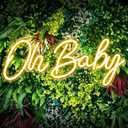 Kavaas Small Oh Baby Neon Sign for Backdrop 16.4" x 6.9" - Led Light Up Sign for Baby Shower, Gender Reveal, Birthday Party Decorations (Warm White)
