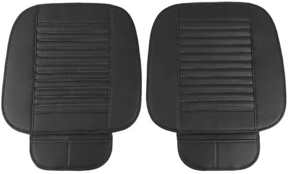 zipelo 2 Pack Car Seat Covers for Front Seats, Breathable Leather Cushion Protector, Anti-Slip Driver Seat Padded with Storage Pockets, Auto Interior Decoration for Most Vehicles (Black)