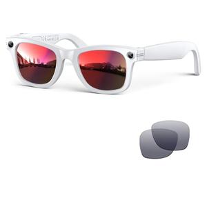 AI Smart Glasses with Camera,8MP 2K HD Camera Glasses,AI Voice Control,Photo Recognition and Translation,Smart Sunglasses with Bluetooth Call,IP67 Waterproof for Driving,Outdoor,Men,Women,+2 Lenses.