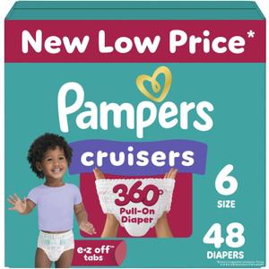Pampers Diapers - Cruisers 360 - Size 6, 48 Count, Babyproof up to 100% Leakproof Pull-On Diaper