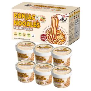 YUHO Shirataki Konjac Angle Hair Tom Yum 6 Pack, Gluten Free, Fat-Free, Keto Friendly, Low Carbs Noodles, Ready to Eat, Instant Cup Soup 55.02 Oz (BB: August 18, 2025)