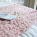 Maetoow Chenille Chunky Knit Blanket Throw 5060 Inch, Handmade Warm & Cozy Blanket Couch, Bed, Home Decor, Soft Breathable Fleece Banket, Christmas Thick and Giant Yarn Throws, Light Pink, 50''x60''