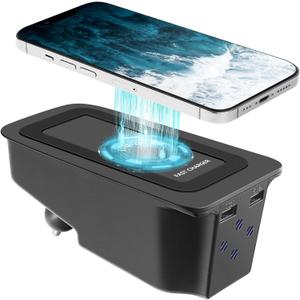 Wireless Car Charger for Volvo XC90 XC60 V90 V60 S90 S60 Accessories, Car Wireless Charging Pad with QC 3.0 USB Port (Without Light)