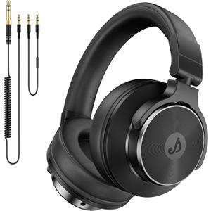 DJ Headphones Over Ear Headphones Studio Monitor & Mixing DJ Stereo Headsets with 50mm Neodymium Drivers and 1/4 to 3.5mm Jack for AMP Computer Recording Podcast Keyboard Guitar Laptop (Black)