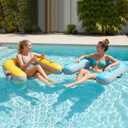 Inflatable Floating Chair for Lake, Thick Drop Stitch PVC Floating Pool Chair, Pool Float Chair with Cup Holder, Lake Floats for Boat, Pool, River Included Pump, 39"L x 38"W