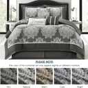 LANCO MODERN LIFESTYLE Grey Queen Comforter Set 7 Pieces, Jacquard Woven with Damask, Bedding Set in a Bag Includes Comforter, Bed Skirt, Pillow Shams, and Decorative Pillows