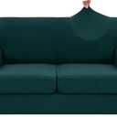 XINEAGE 2026 New 3 Pieces Couch Covers for 2 Cushion Sofa Super Stretch Loveseat Slipcover Pet Dog Universal Slip Cover Anti Slip Love Seat Furniture Protector (Blackish Green, 55"-69")