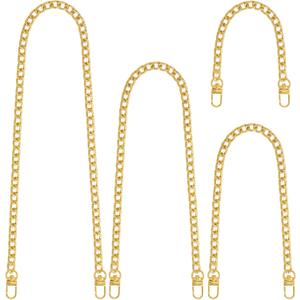 Yuronam 4 Different Sizes Flat Purse Chain Iron Bag Link Chains Shoulder Straps Chains with Metal Buckles Hook for Replacement, DIY Handbags Crafts, 47.2/31.5/15.7/7.9 Inches(Gold)