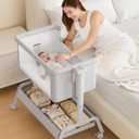 3-in-1 Baby Bassinet, Rocking Bassinet, Bedside Bassinet for Baby, Stable and Secure Bassinet Bedside Sleeper for Newborn & Infant, 6 Height Adjustable with Wheels, Mattress & Breathable Mesh | Rocking bassinet, 6 Adjustable Heights, Incline bassinet, Storage Basket, Smooth-Rolling Wheel, Comfy Mattress, Crib