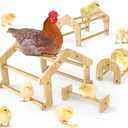 Bamboo Chicken Perch Set(4 Pack), Strong Roosting Bar for coop and brooder, Training Perch for Large Bird, Hens, Parrots, Macaw, Easy to Assemble and Clean, Fun Toys for Chicken