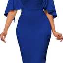 Lace Dresses for Women Wedding Guest Elegant Long Sleeve Cocktail Business Knee Length Pencil Dress (XX-Large, Royal Blue)
