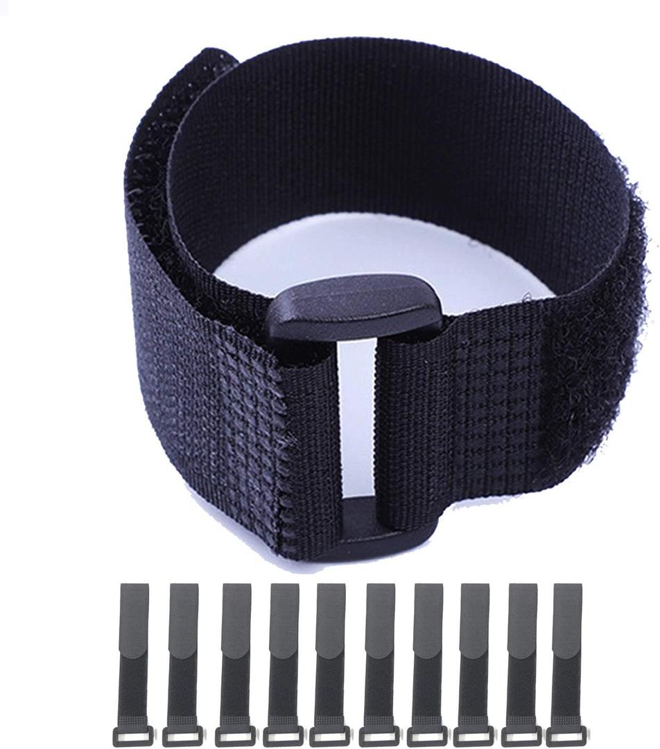 Fastening Hook and Loop Cable Straps,10Pack Black Self-Adhesive Cable Ties,Nylon Securing Straps with Buckles,Adjustable and Reusable Cinch Straps for Cords Organized and Tidy(1" x 16")