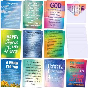Motiskyy 20 Pack Sobriety Greeting Card with Envelope 4 x 6 Inch Blank Assorted Recovery Encouragement Cards Sobriety Anniversary Cards Inspirational Hope Quotes for Men and Women(Light Style)