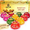SATVIK 10 Pc Set Matki Clay Diya Diwali Wax Filled Dia for Puja Pooja Traditional Handmade Terracotta Earthen Vilakku Oil Lamp Diyas Natural Mitti Welcome Deepawali Decoration Indian Gift Items