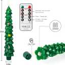 3 PCS Christmas Tree Taper Candles with Remote & Timer, Flameless Christmas Tree Wax Battery Operated Green Tree LED Candle for Christmas Home Decor(3pcs,9.5inch)