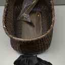 CXWXC Rear Bike Basket - Handmade Rattan Bicycle Rear Basket with Waterproof Cover - Large Capacity Bike Basket for Beach Cruiser (Dark Brown)