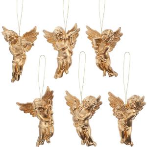 Amosfun 30Pcs Christmas Angel Ornament Mini Angel Cherub Christmas Tree Decorations Miniature Angels Figurine Xmas Hanging Decors for DIY Wedding Party 6cm (Golden)