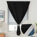 Autohesion Curtains for Windows,Bedroom Blackout Curtains for - Thermal Lnsulated No Drill Curtains Room Darkening Black Small Drapes, JILRON,(1 Panels,35Wx54L inch-Black)