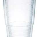 Tervis Made in USA Double Walled Clear & Colorful Lidded Insulated Tumbler Cup Keeps Drinks Cold & Hot, 24oz, Navy Lid
