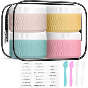 Travel Containers for Toiletries, Silicone Cream Jars BPA Free, TSA Approved 1.3oz Travel Size Containers, Leak-proof Travel Essentials with Lid for Cosmetic Face Hand Body Cream