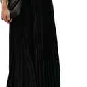ebossy Women's High Waist Flowy Pleated Chiffon Maxi Skirt (Medium, Black)
