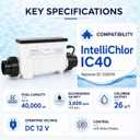 𝗨𝗽𝗴𝗿𝗮𝗱𝗲 IC40 Salt Cell Chlorine Generator Replacement for Pentair IC40 EC-520555 IntelliChlor, Compatible with 40,000 Gallon Saltwater Pool Chlorination Systems
