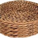 CENBOSS Woven Placemats (13.5" Set of 8, Brown Wash) Round Placemat, Wicker Place mats, Rattan Place mat, Plate Chargers (13.5 inch)