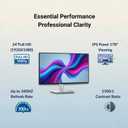 Dell P2425H Computer Monitor Screen 24" 16:9 IPS Display with Stand - 100Hz Full HD, 1920 x 1080 with DisplayPort, HDMI, USB 3.0 Upstream & Power Cable - New