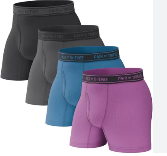 Pair of Thieves 4 Pack Mens Boxer Briefs - Soft, Stretchy, Moisture-Wicking Underwear for Men - All-Day Comfort and Support