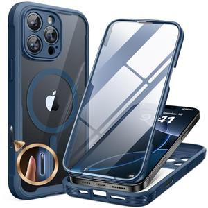 Miracase for iPhone 16 Pro Max Case 6.9'', [Bubble Free] Full-Body Bumper Phone case with Built-in Full Glass Screen &Lens Protector,Compatible with MagSafe,Drop Proof 16 Pro Max Cover,Blue
