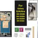 Galaxy S24 Ultra LCD Screen with Frame Replacement for Samsung Galaxy S24 Ultra SM-S928B SM-S928U SM-S928A LCD Screen Display Touch Digitizer with Frame+Tool (Black)
