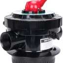 CIPU 6-Way Multiport Pool Valve Replacement for Sand Filter Systems, Multiport Valve with Filter, Backwash, Rinse, Waste, Recirculate, Closed Settings, Handle Sand Filter Valve for Above Ground Pools