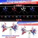 [Timer] 2 Pack 4th of July Decorations 250th Anniversary Red White and Blue Lights, Fourth of July Garland Total 13Ft 40LED Beads Stars Patriotic Lights Battery Operated for Home Bedroom Decor