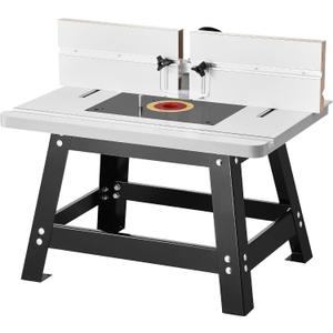 VEVOR Benchtop Router Table, 24 in x 15.7 in, Bench Top Routing Table with Adjustable Fence, MDF Top, Sturdy Metal Base, 2-1/2 in Dust Collection Port, Compatible with Routes & Various Drill Bits