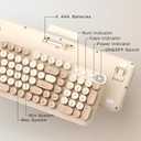 Links9+ Wireless Keyboard and Mouse Combo, Full-Size Retro Typewriter Keyboard Style, 2.4GHz USB Receiver, Plug-and-Play, Keyboard Mouse Set for Computer, Laptop, Windows, Mac, and PC (Milk Tea)