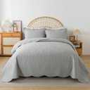 HoneiLife Quilt Set Queen Size - 3 Pieces Queen Quilt Bedding Set Microfiber Quilt Sets Lightweight Bedspreads Reversible Coverlets Retro Bed Cover Floral Bedding Set All Season Quilts-Light Grey (Queen/Full-90"x96")