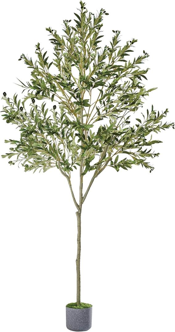 Artificial Olive Tree, 6ft Tall Faux Tree for Indoor with Realistic Olive Tree Branches and Lifelike Fruits, Fake Olive Tree for Modern Home Office Living Room Bathroom Decor Indoor
