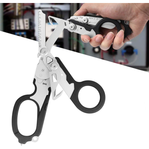Emergency Response Shears, Stainless Steel Foldable Scissors Pliers, Outdoor Camping Rescue Scissors Tools (Black)