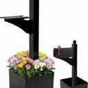 Colingmill 1 Set Iron Mailbox Posts with Planter Box for Outside 56 Inch / 4.6 ft Tall Decorative Mount with Flower Box Heavy Duty Architectural Post(Black)