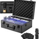LOCKCURX Trading Card Storage Box for 3"x4" 35pt Rigid Cards, Holds 600+ Toploaders, Sports Card Case with 6 Foam Dividers, Toploader Storage Box, Sports Card Storage with Key Lock