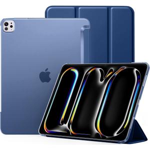 Compatible with iPad Pro 13 Inch Case M5 2025/ M4 2024, for iPad Pro 13 Case with Slim Hard Translucent Shell Back, Trifold Stand Smart Cover, Auto Wake/Sleep,Navy Blue