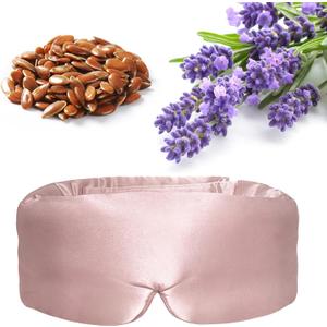 Lavender Heated Eye Mask, Weighted Sleep Mask for Dry Eyes & Blepharitis, Microwave Warm Compress to Remove Styes, Adjustable Satin Eye Pillow-Pink