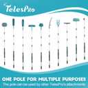TelesPro 20 Feet High Reach Window Squeegee with 5-12Ft Extension Pole, Window Cleaner Tool with 3-Stage Telescoping Pole, Window Cleaning Kit with Rotatable Head (2 Squeegee & 2 Microfibre Cloths)